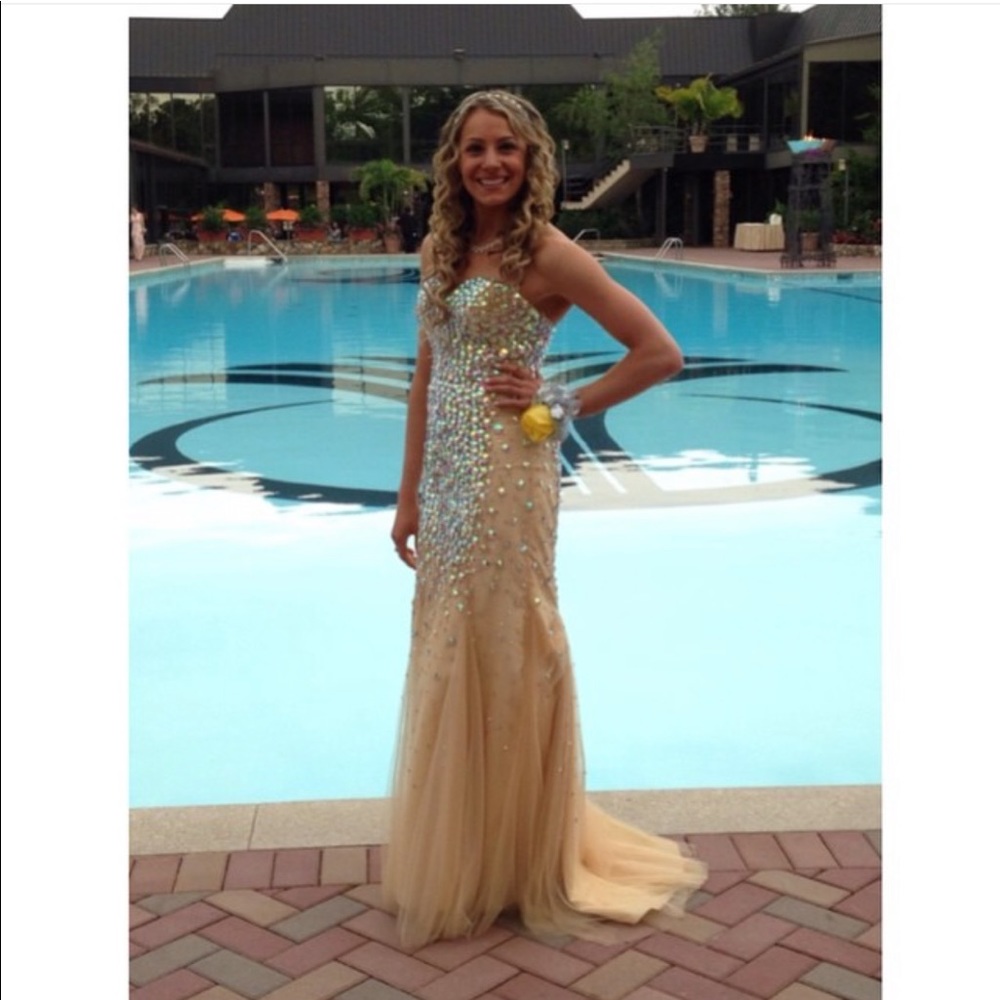 Terani couture prom dress gold sparkle size 0